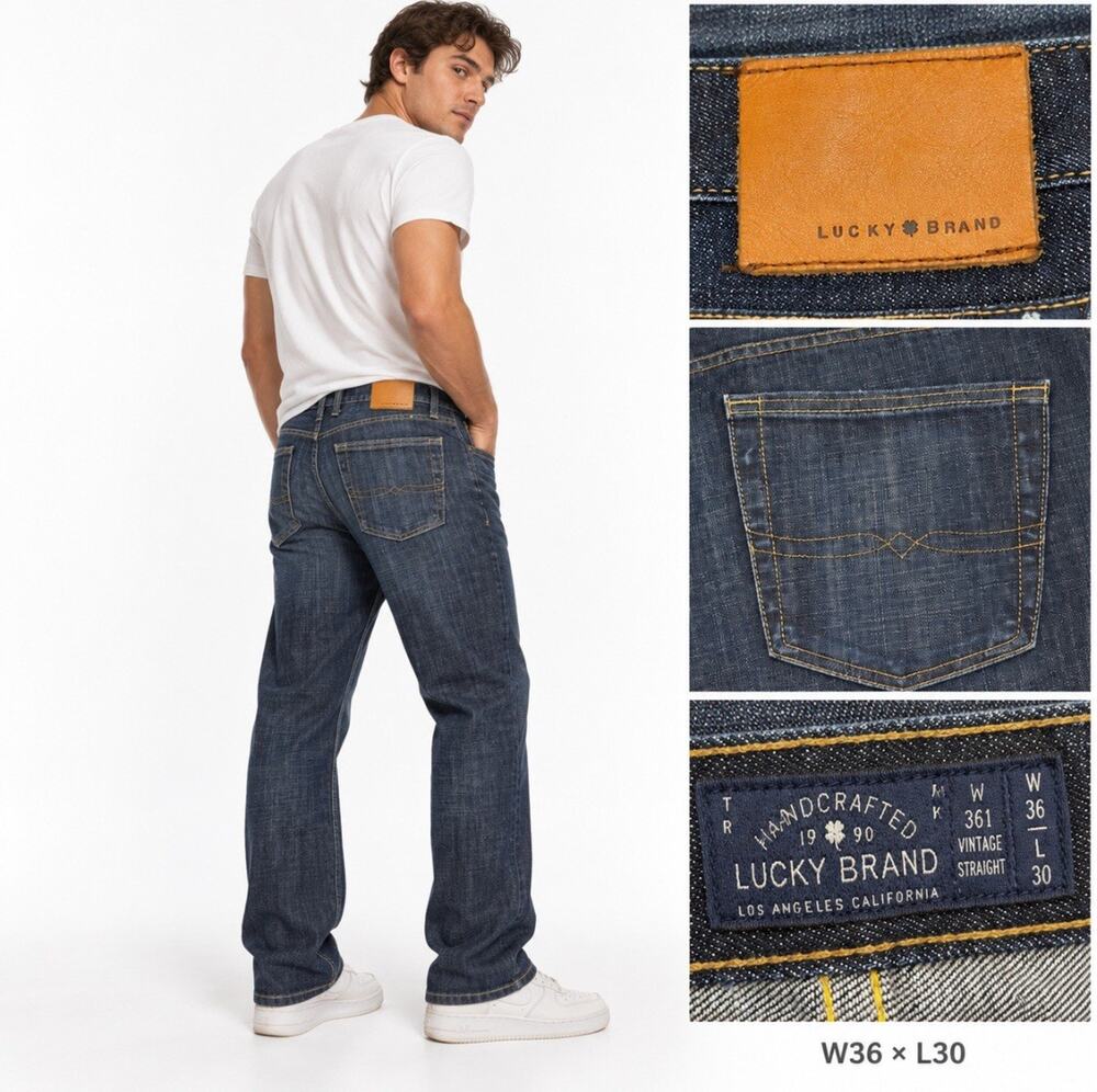 Lucky Brand Men's 361 Vintage Straight Jeans Size 36x30 Dark Wash Indigo Denim